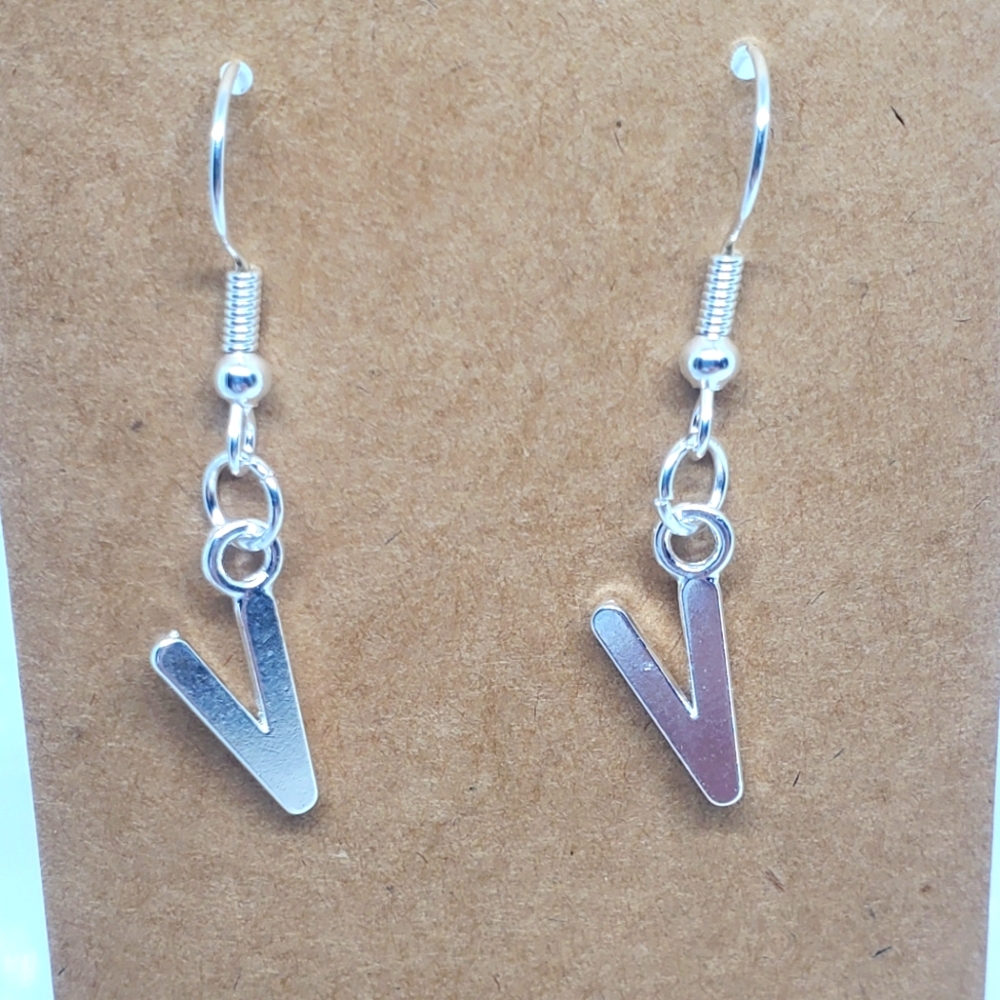 7/$10 V Initial Earrings, New